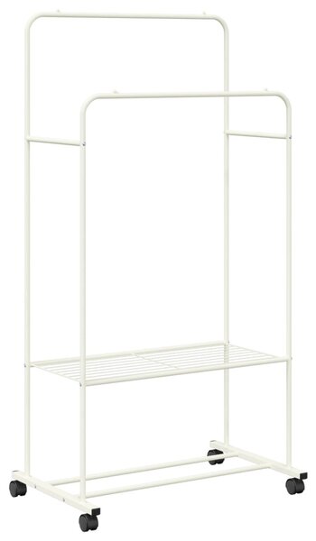 Ruhafogó polcokkal kerékkel tárolóval Fehér 80 x 53 x 156 cm