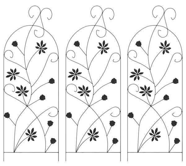 Kerti Kerítés 3 pcs Fekete 112 x 40 cm Acél