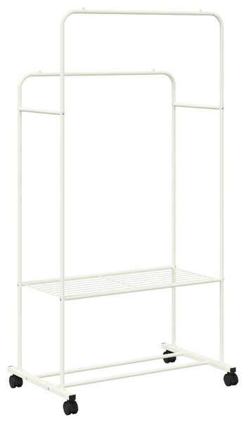 Ruhafogó polcokkal kerékkel tárolóval Fehér 80 x 53 x 156 cm