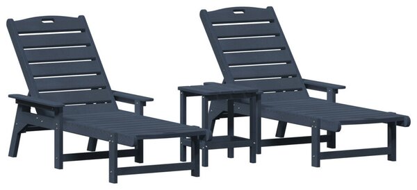 VidaXL 3 darabos kerti lounge szett, HDPE, tengerészkék