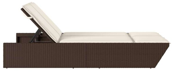 VidaXL Dupla Napozóágy - Barna Polyrattan - 200cm
