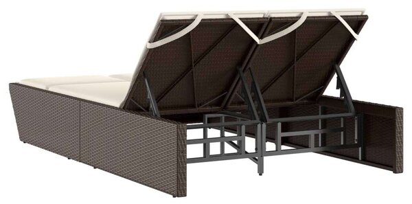 VidaXL Dupla Napozóágy - Barna Polyrattan - 200cm