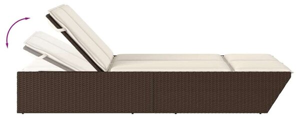 VidaXL Dupla Napozóágy - Barna Polyrattan - 200cm