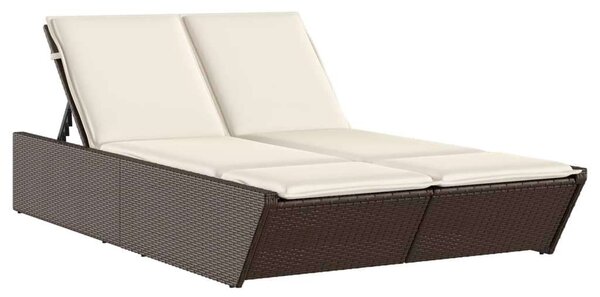 VidaXL Dupla Napozóágy - Barna Polyrattan - 200cm