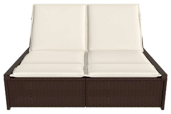 VidaXL Dupla Napozóágy - Barna Polyrattan - 200cm