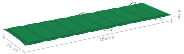 VidaXL Akácfa Napozóágy - 184cm - Zöld Párnával