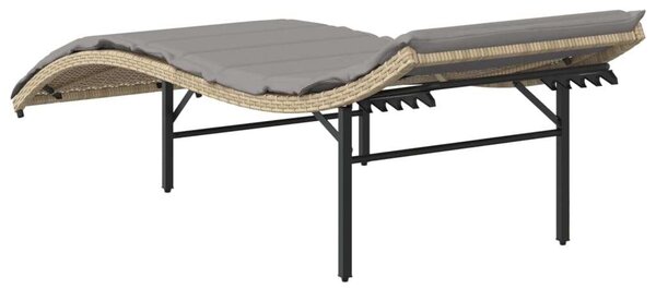 VidaXL Napozóágy - Polyrattan - Bézs - 199cm