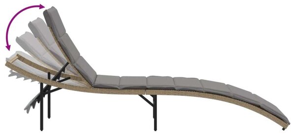 VidaXL Napozóágy - Polyrattan - Bézs - 199cm