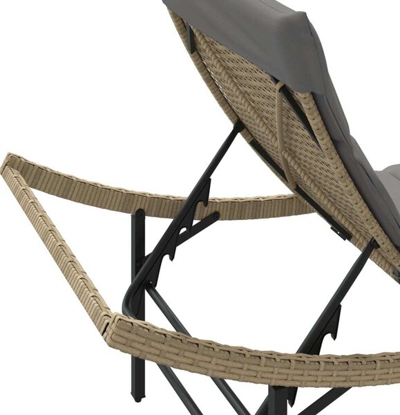 VidaXL Napozóágy - Polyrattan - Bézs - 199cm