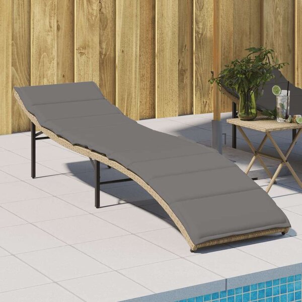 VidaXL Napozóágy - Polyrattan - Bézs - 199cm