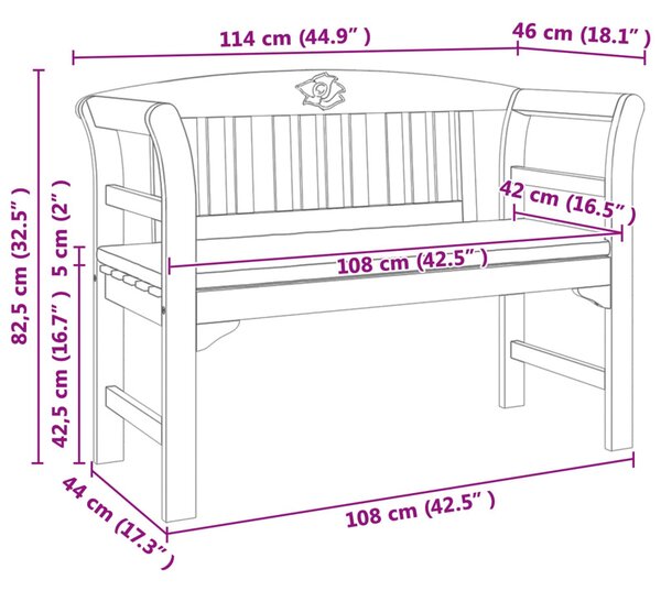 Pad Természetes Olaj Bevonat 114 x 46 x 82,5 cm Tömör Akácfa