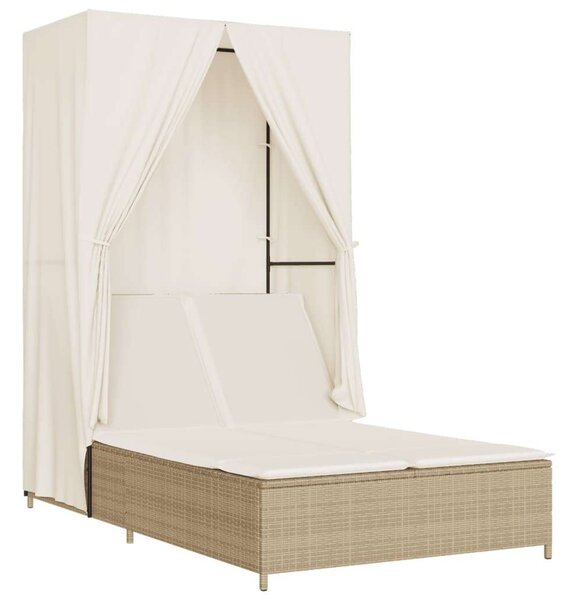 VidaXL Dupla Napozóágy - Polyrattan - Bézs - 197x100 cm