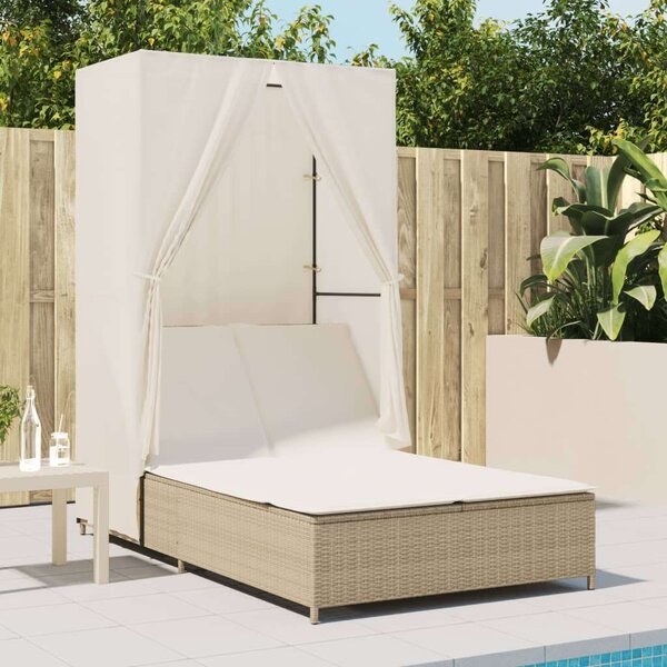 VidaXL Dupla Napozóágy - Polyrattan - Bézs - 197x100 cm
