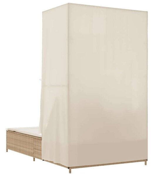 VidaXL Dupla Napozóágy - Polyrattan - Bézs - 197x100 cm