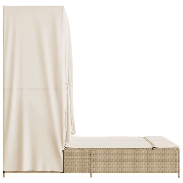 VidaXL Dupla Napozóágy - Polyrattan - Bézs - 197x100 cm