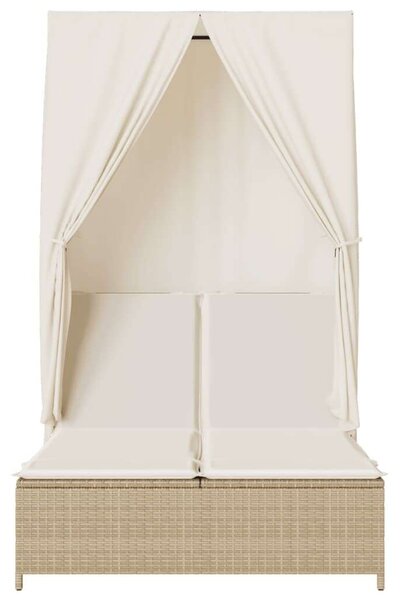 VidaXL Dupla Napozóágy - Polyrattan - Bézs - 197x100 cm