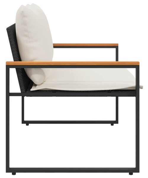 Pad párnával Fekete és krémfehér 115 x 65 x 72 cm Rattan