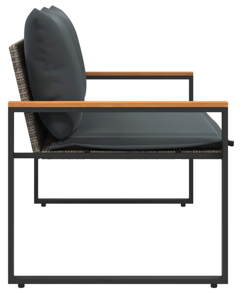 Pad párnával Szürke és sötétszürke 115 x 65 x 72 cm Rattan