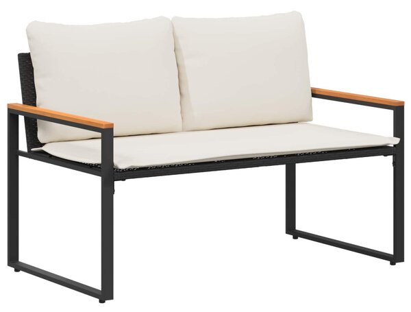 Pad párnával Fekete és krémfehér 115 x 65 x 72 cm Rattan