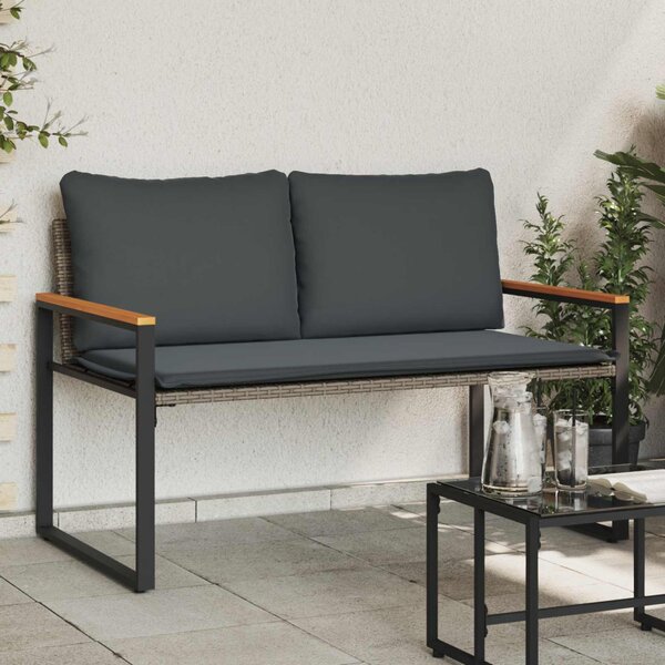 Pad párnával Szürke és sötétszürke 115 x 65 x 72 cm Rattan