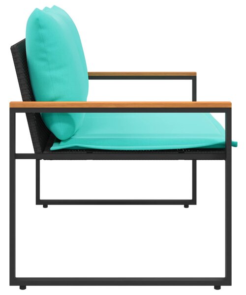Pad párnával Fekete és Türkiz 115 x 65 x 72 cm Rattan
