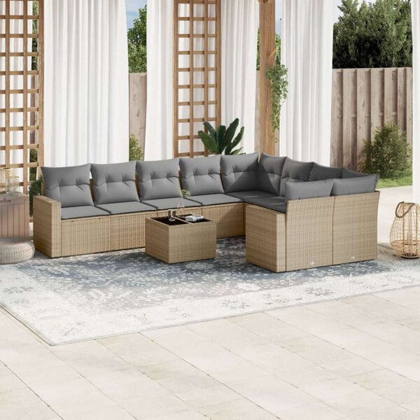 VidaXL Polyrattan Kerti Ülőgarnitúra - Bézs - 10 részes