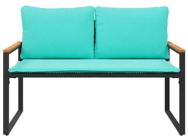 Pad párnával Fekete és Türkiz 115 x 65 x 72 cm Rattan