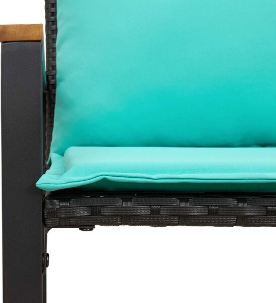 Pad párnával Fekete és Türkiz 115 x 65 x 72 cm Rattan