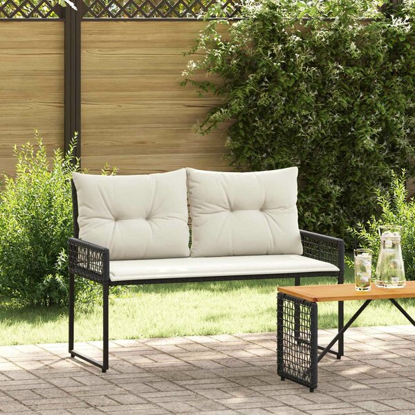 VidaXL Kerti pad párnával Fekete és krémfehér 118 x 55 x 82 cm