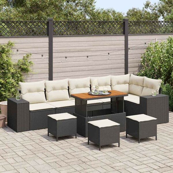 Kerti Kanapé Szett 10 pcs Fekete és Krém 110 x 55 x 71 cm