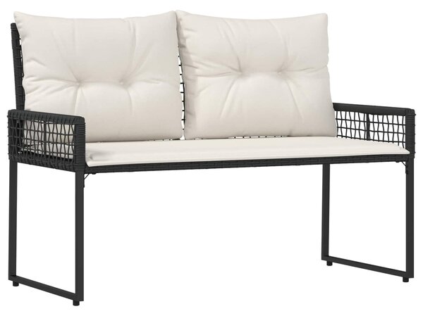 VidaXL Kerti pad párnával Fekete és krémfehér 118 x 55 x 82 cm
