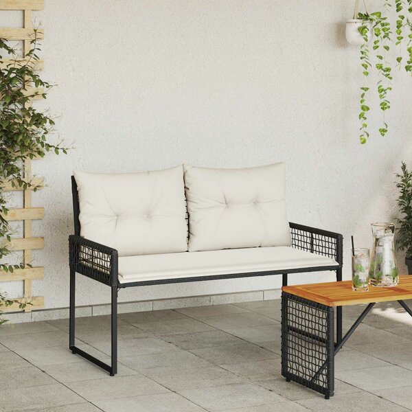VidaXL Kerti pad párnával Fekete és krémfehér 118 x 55 x 82 cm