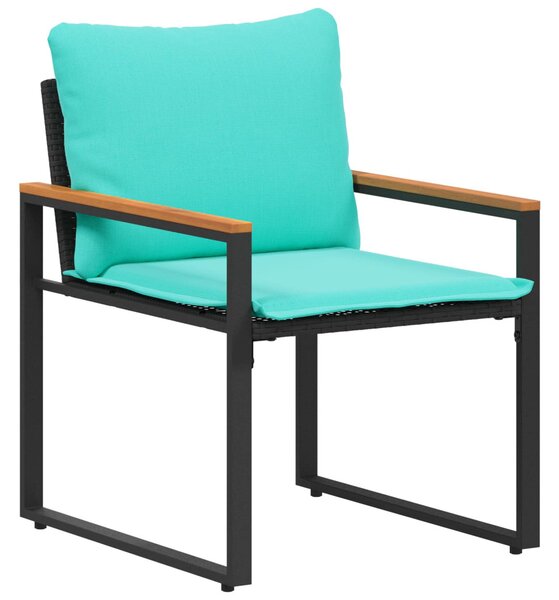 Bútor szettek párnával 3 pcs Fekete és Türkiz Rattan