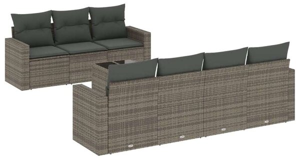 VidaXL Polyrattan Kerti Ülőgarnitúra - 8 részes - Szürke