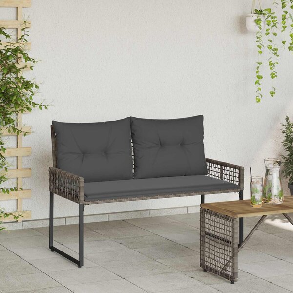 VidaXL Kerti pad párnával Szürke 118 x 55 x 82 cm PE rattan és szövet