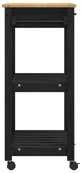 Konyhai kocsi Fekete 88,5 x 40 x 60 cm Tömör fenyőfa