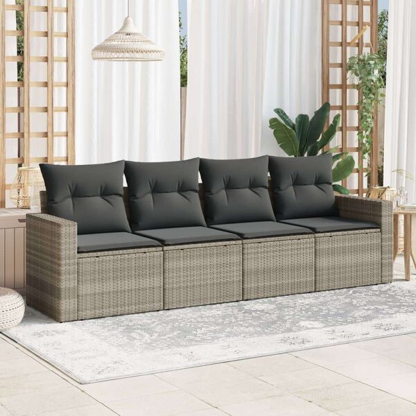 VidaXL Polyrattan Kerti Ülőgarnitúra - 4 részes - Világosszürke