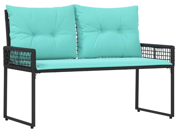 VidaXL Kerti pad Fekete és Türkiz 118 x 55 x 82 cm PE rattan és szövet
