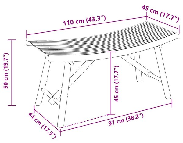 VidaXL Kerti pad Természetes 110 x 45 x 50 cm Bambusz
