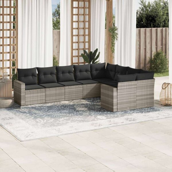 VidaXL Polyrattan Kerti Ülőgarnitúra - 9 részes - Világosszürke