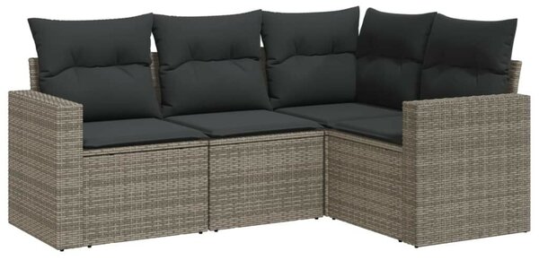 VidaXL Polyrattan Kerti Ülőgarnitúra - 4 részes - Szürke