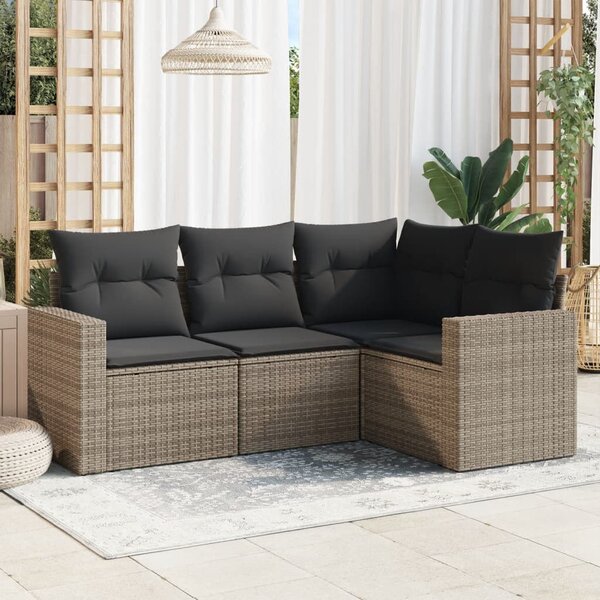 VidaXL Polyrattan Kerti Ülőgarnitúra - 4 részes - Szürke