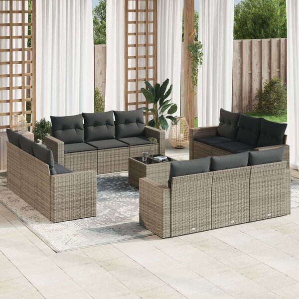 VidaXL Polyrattan Kerti Ülőgarnitúra - 13 részes - Szürke