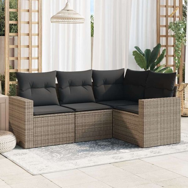 VidaXL Polyrattan Kerti Ülőgarnitúra - 4 részes - Szürke