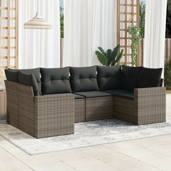 VidaXL Polyrattan Kerti Ülőgarnitúra - 6 részes - Szürke