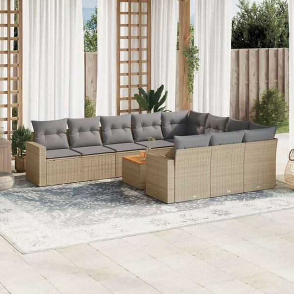 VidaXL Polyrattan Kerti Ülőgarnitúra - 11 részes - Bézs