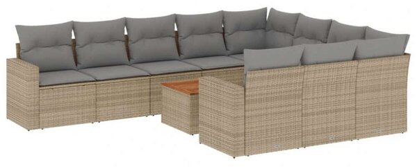 VidaXL Polyrattan Kerti Ülőgarnitúra - 11 részes - Bézs
