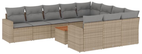 VidaXL Polyrattan Kerti Ülőgarnitúra - 11 részes - Bézs