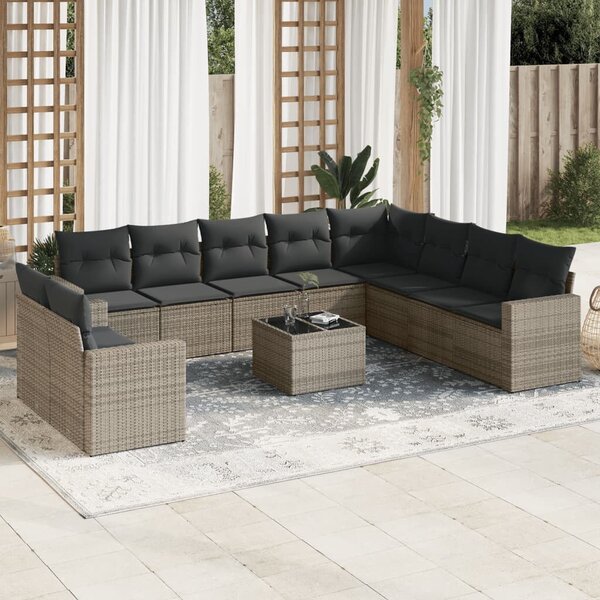 VidaXL Polyrattan Kerti Ülőgarnitúra - 11 részes - Szürke