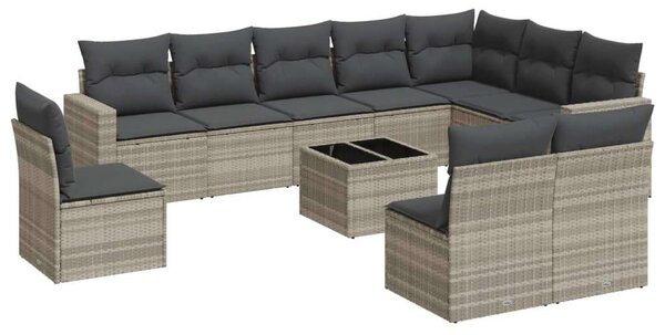 VidaXL Polyrattan Kerti Ülőgarnitúra - 11 részes - Világosszürke